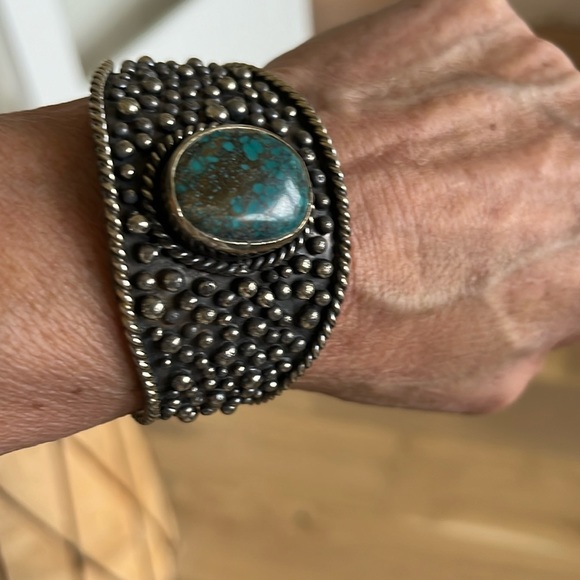 Paige Wallace Turquoise German Silver Cuff - Picture 5 of 10